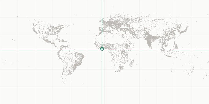 World map highlighting the position of Abidjan