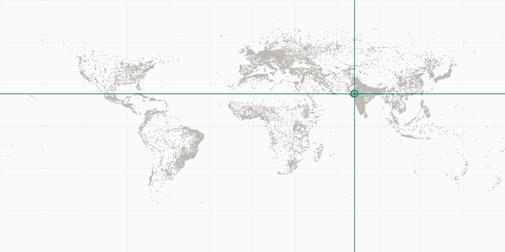 World map highlighting the position of Ahmedabad
