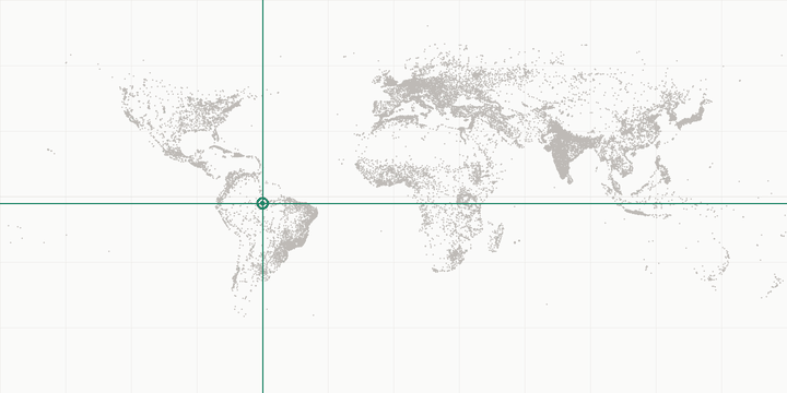 World map highlighting the position of Amazon Rainforest