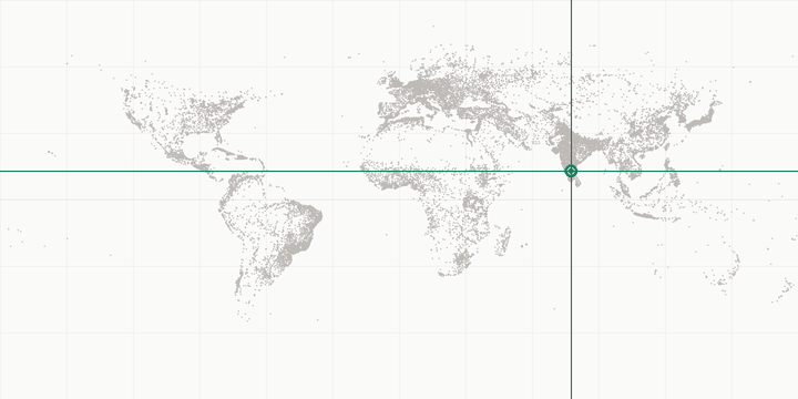 World map highlighting the position of Bengaluru