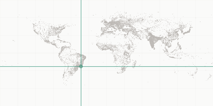 World map highlighting the position of Christ the Redeemer