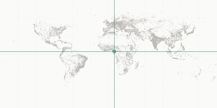 World map highlighting the position of Douala