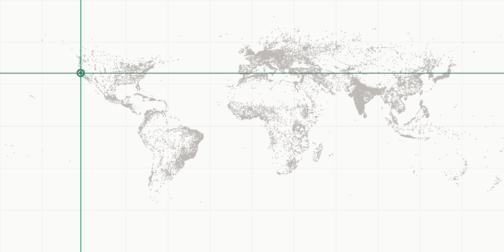 World map highlighting the position of Golden Gate Bridge