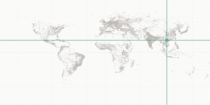 World map highlighting the position of Hanoi