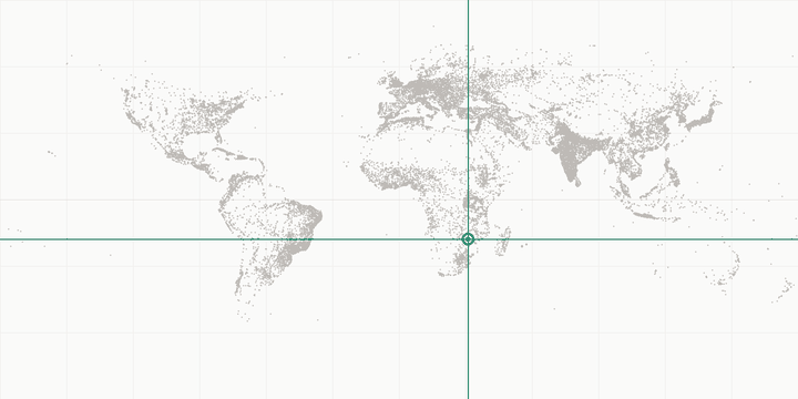 World map highlighting the position of Harare