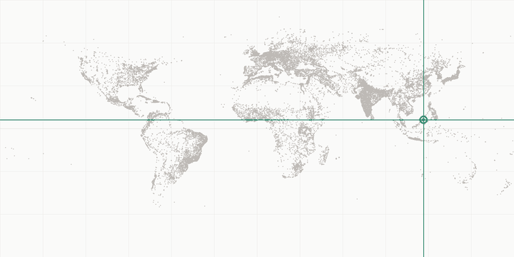World map highlighting the position of Mount Kinabalu
