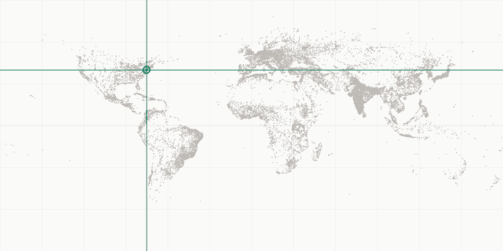 World map highlighting the position of Philadelphia