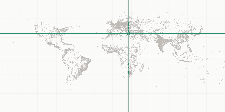 World map highlighting the position of Santorini (Oia)
